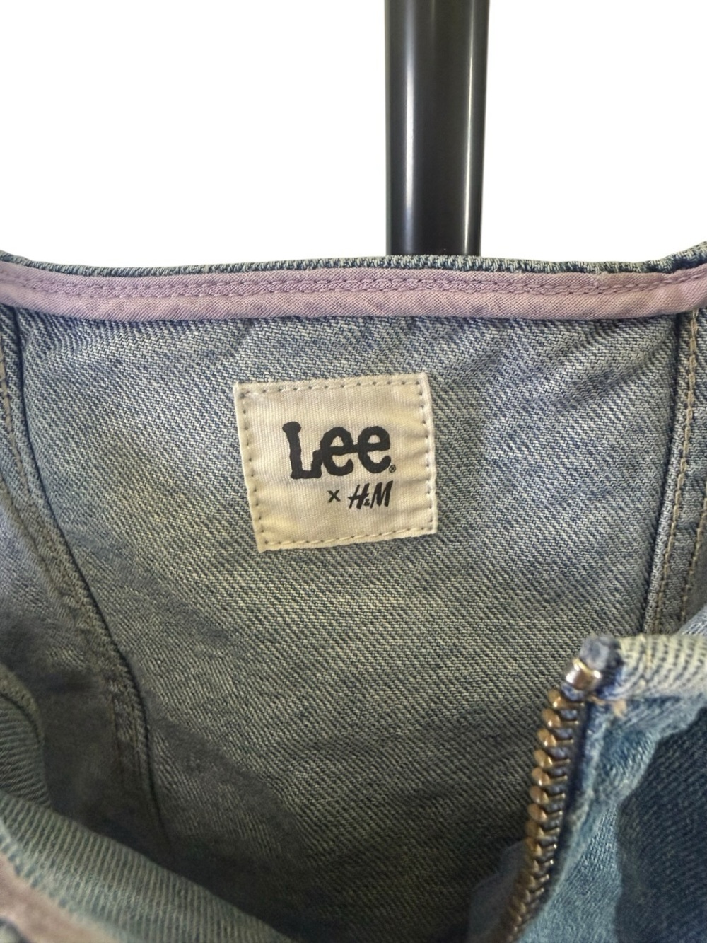 Lee x H&M Blue Denim Bustier Crop Tank Top Zip Up Corset | Size Medium - Picture 3 of 8
